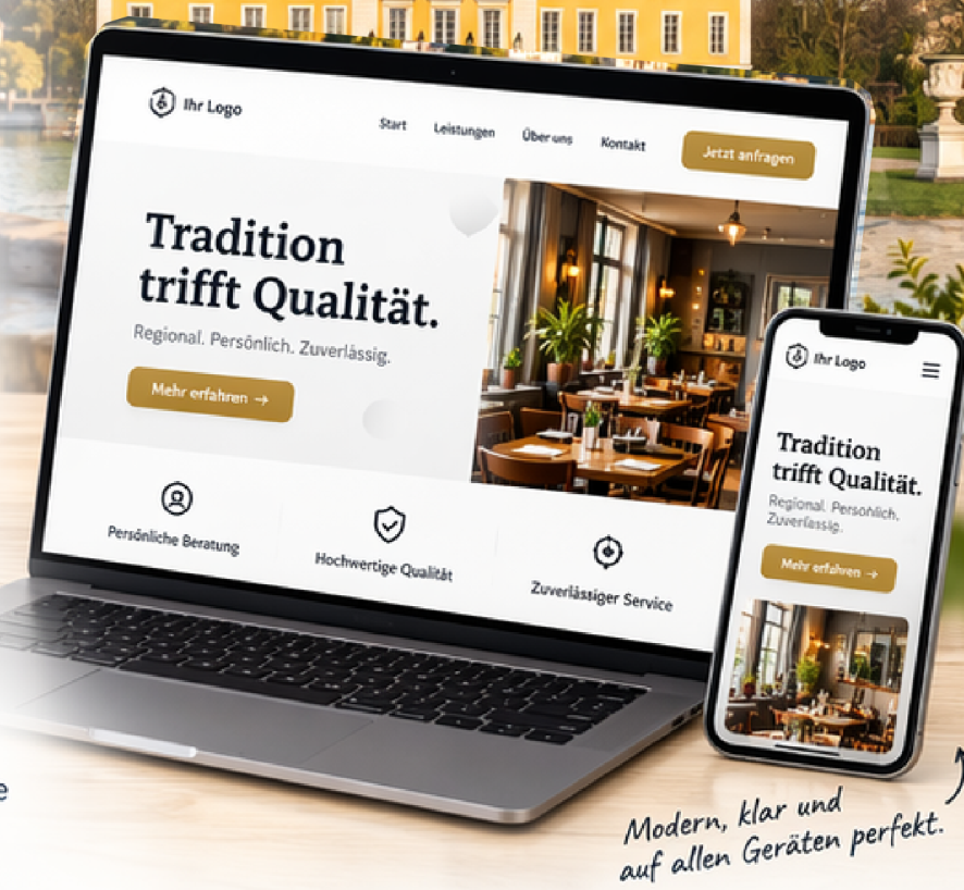 Moderne Website auf Notebook und Smartphone